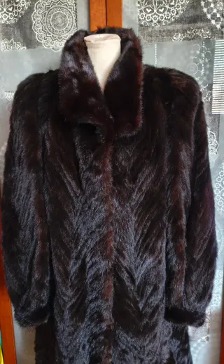 Abrigo Vintage pelo natural Exclusivo Negro/Marrón