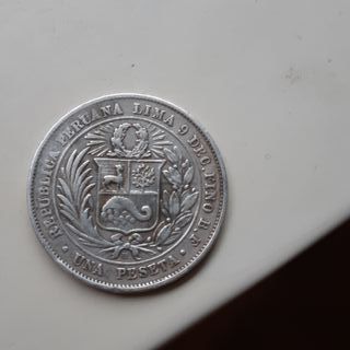 1 Peseta Perú 1880 Moneda Antigua
