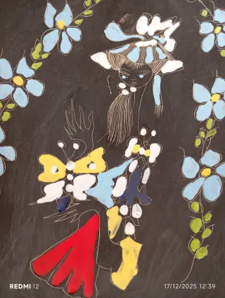 Piatto vintage ceramica decorato modernariato casa