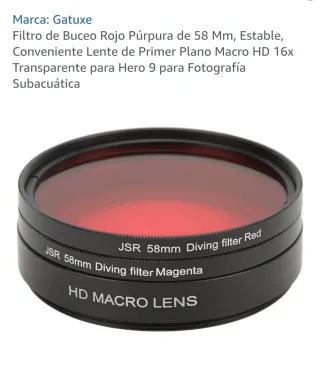 Filtro buceo rojo para cámaras