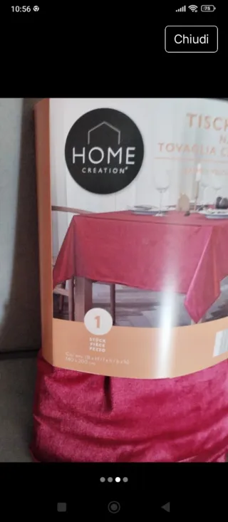 Tovaglia/Copri tavolo Velluto Rosso Bordeaux Nuova