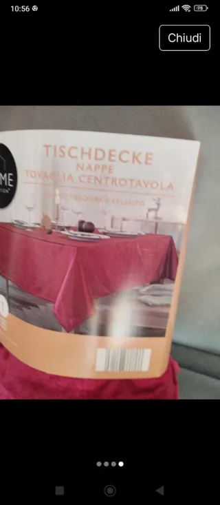 Tovaglia/Copri tavolo Velluto Rosso Bordeaux Nuova