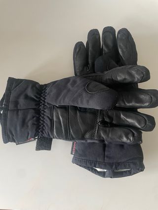 Guantes Descente Esquí Negro y Logo Dorado