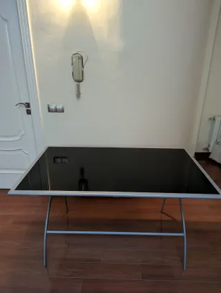 Mesa de terraza cristal y metal