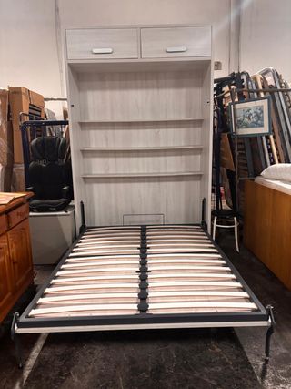 Cama Abatible Matrimonial Madera y Metal