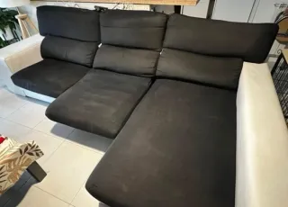 Sofá Chaise Longue Negro y Blanco