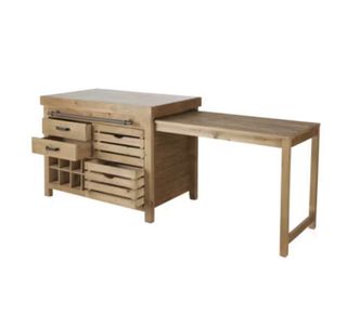 Isla de cocina madera y piedra