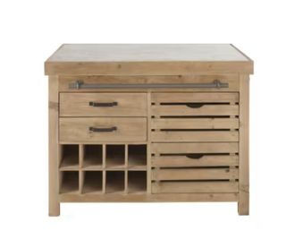 Isla de cocina madera y piedra