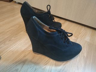 Zapatos cuña ante azul marino T37-38