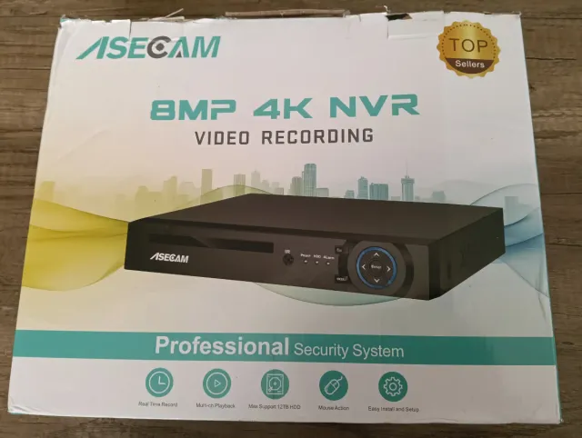 ASECAM NVR 8MP 4K Grabadora Cámara Vigilancia