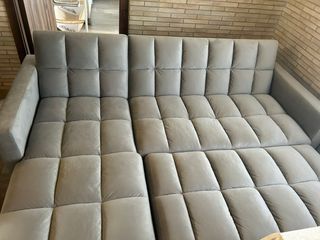 Sofá chaiselongue beige/gris