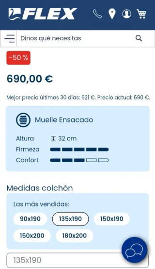 ZZ3 135x190 FLEX COLCHÓN MUELLES ENSACADOS