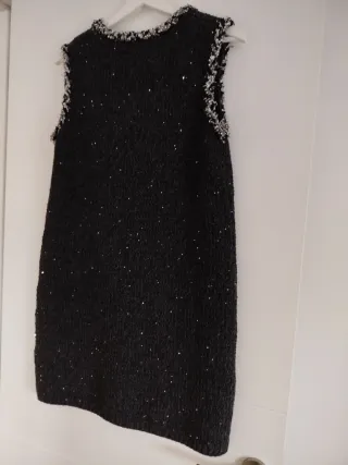 Vestido fiesta Zara negro lentejuelas T.S