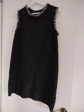 Vestido fiesta Zara negro lentejuelas T.S