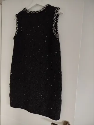 Vestido fiesta Zara negro lentejuelas T.S