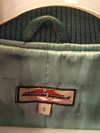 Conjunto cazadora piel + chaleco verde azulado