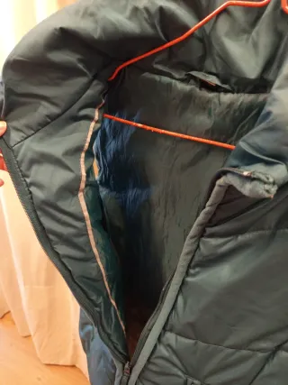 Conjunto cazadora piel + chaleco verde azulado