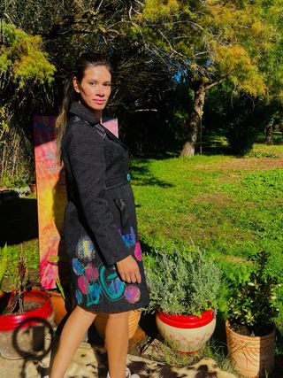 Abrigo Idee 101 Talla L/40 Negro Multicolor