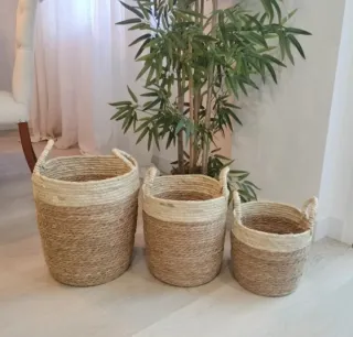 Conjunto Cestas Fibras Naturales Estilo Boho