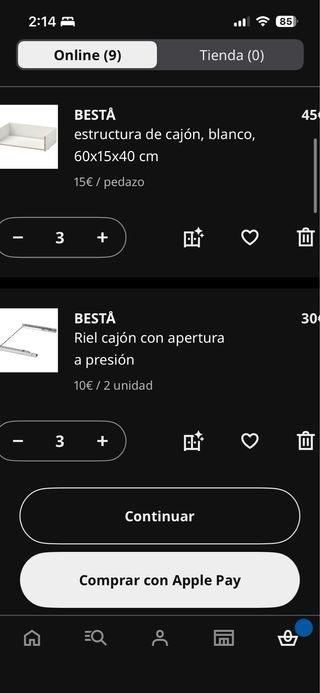 3 Cajones Ikea BESTA con rieles y frontales