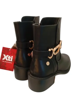 Botines XTI Mujer Talla 38 Negro y Dorado