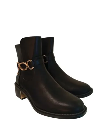 Botines XTI Mujer Talla 38 Negro y Dorado