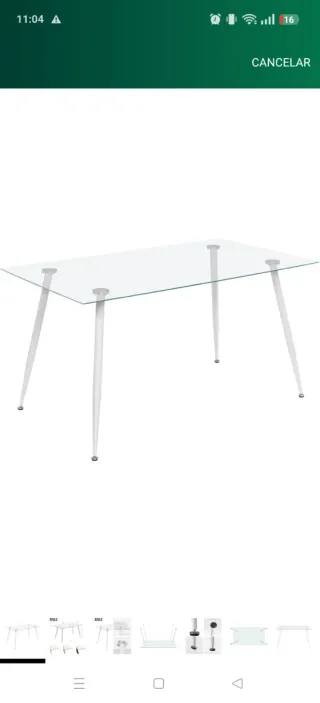 Mesa Comedor/Cocina Cristal 120x80
