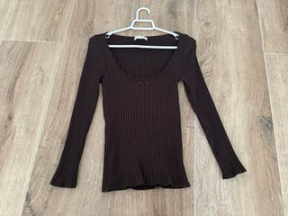 Camiseta marrón manga larga Zara