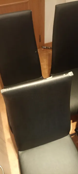 4 Sillas Comedor Polipiel Negra Metal Cromado