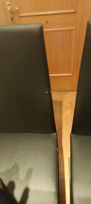 4 Sillas Comedor Polipiel Negra Metal Cromado