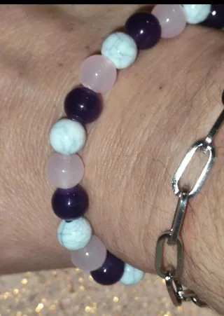 Pulsera de cuentas moradas y rosas Sleep ( dormir)