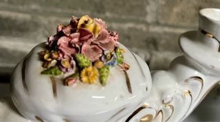 Pareja Candelabros Porcelana Florales 1940