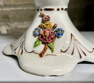 Pareja Candelabros Porcelana Florales 1940