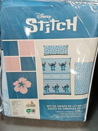Juego Sábanas Coral Stitch Disney Azul/Morado