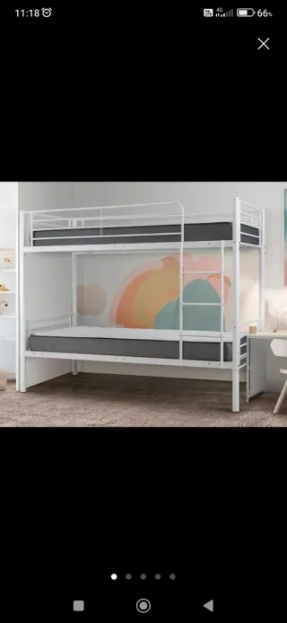 Litera metálica blanca con colchonos incluidos