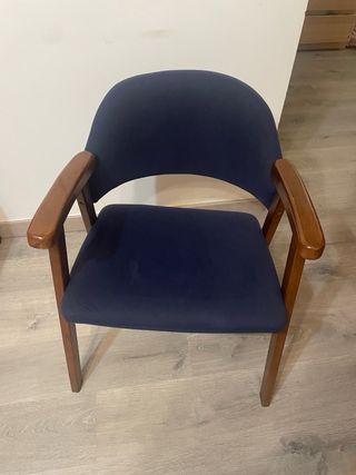 4 Sillas de Comedor Azul y Madera