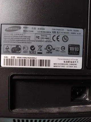 Pantalla Samsung SyncMaster B1940 Negra