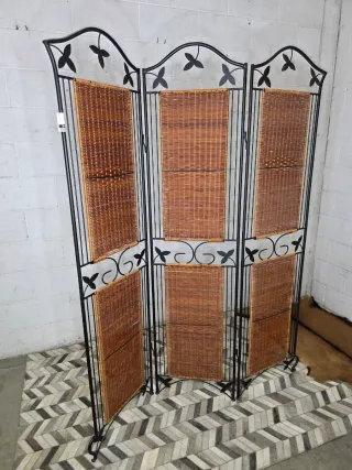 Biombo mimbre y forja