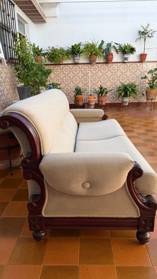 Sofá 3 plazas madera maciza tallada