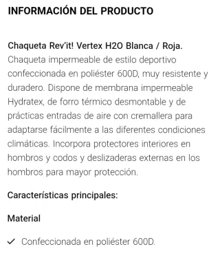 Chaqueta moto REV'IT Talla XL