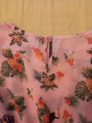 Blusón playero niña estampado tropical