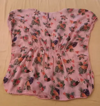 Blusón playero niña estampado tropical