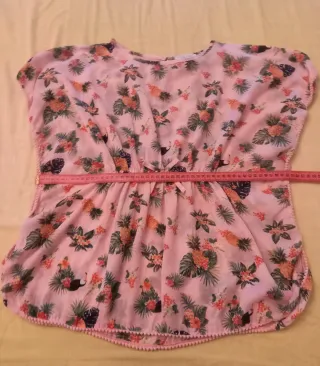 Blusón playero niña estampado tropical