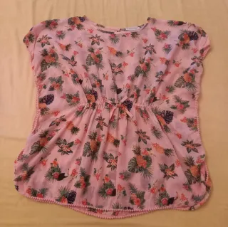 Blusón playero niña estampado tropical