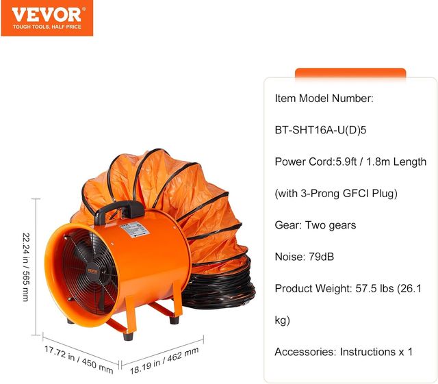 VEVOR Ventilador Extractor de aire Industrial 900W