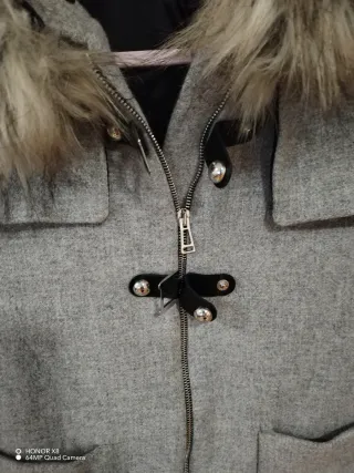 Cappotto Zara Donna Grigio con Cappuccio