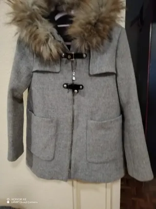 Cappotto Zara Donna Grigio con Cappuccio