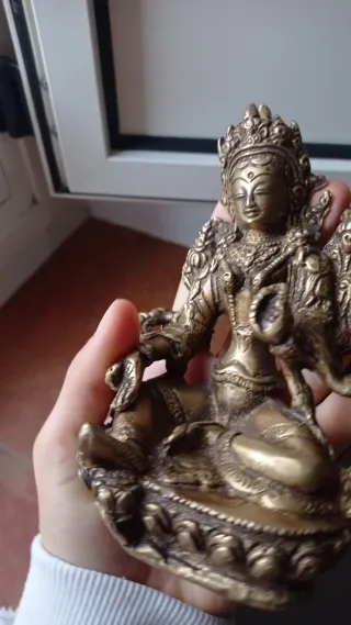 Statua Tara Verde Ottone Nepal 15cm