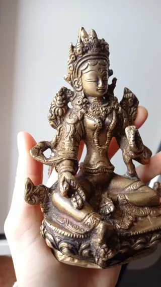 Statua Tara Verde Ottone Nepal 15cm