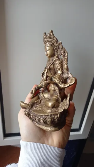 Statua Tara Verde Ottone Nepal 15cm